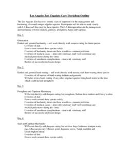 Los Angeles Zoo Ungulate Care Workshop Outline