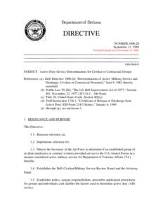 DOD Directive[removed], September 11, 1989; Certified Current as of November 21, 2003