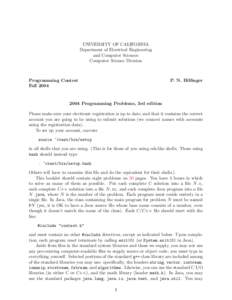 UNIVERSITY OF CALIFORNIA Department of Electrical Engineering and Computer Sciences Computer Science Division  Programming Contest