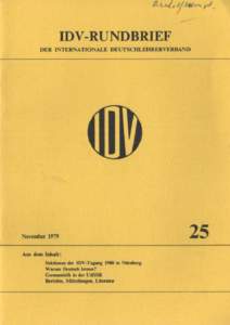 IDV  Karl Hyldgaard-Jensen DER INTERNATIONALE DEUTSCHLEHRERVERBAND Gründungspräsident: Egon Bork