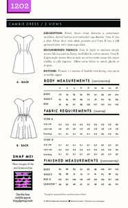 1202 CAMBIE DRESS / 2 VIEWS DESCRIPTION: Fitted, lined dress features a sweetheart neckline, darted bodice and extended cap sleeves. View A has a slim A-line skirt with slash pockets and View B has a full