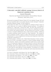 ETH-Latsis08 - Invited speakers  S-14 Coherently controlled adiabatic passage between clusters of degenerate quantum states