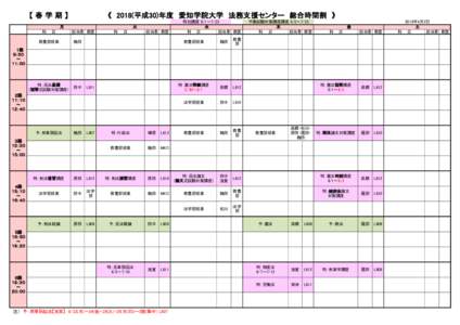 【春学期】  《　2018(平成30)年度　愛知学院大学　法務支援センター　総合時間割　》 月 科　　目