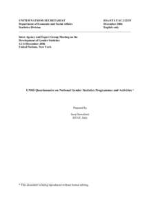 Sociology / Gender equality / Behavior / United Nations Economic Commission for Europe / Gender role / Science / Academia / Official statistics / Sylvia Walby / Gender studies / Gender / Biology