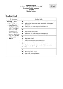 Education Bureau Territory-wide System Assessment 2010 Primary 6 English Language Speaking Marking Scheme