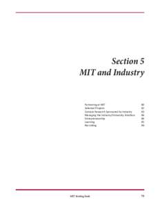 Section 5 MIT and Industry Partnering at MIT	 80 Selected Projects