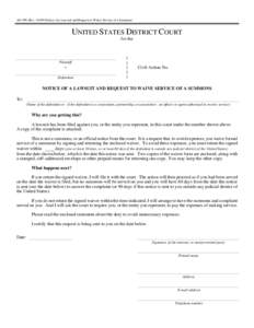 Notice of a Lawsuit and Request to Waive Service of a Summons