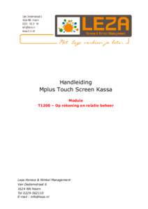 Handleiding Mplus Touch Screen Kassa Module T1200 – Op rekening en relatie beheer  Leza Horeca & Winkel Management