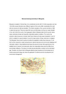 Remote Sensing Activities in Mongolia  Mongolia is situated in Central Asia. It is a landlocked country with 2.3 million population and has