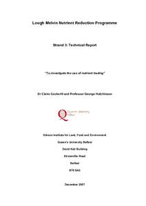 Lough Melvin Nutrient Reduction Programme  Strand 3: Technical Report “To investigate the use of nutrient trading”