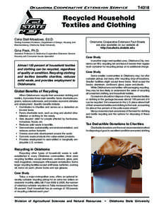 Oklahoma Cooperative Extension Service  T-4318 Recycled Household Textiles and Clothing