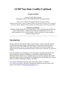UCDP Non-State Conflict Codebook Version[removed]Uppsala Conflict Data Program Department of Peace and Conflict Research, Uppsala University This version compiled and updated Therése Pettersson[removed]Replacing the ear