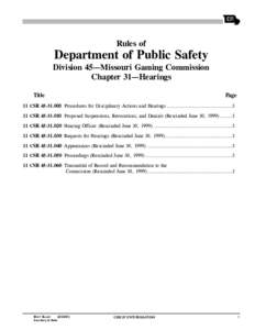 11c45-31—Missouri Gaming Commission