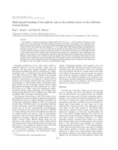 Aksnes, Dag L., and Mark D. Ohman. Multi-decadal shoaling of the euphotic zone in the southern sector of the California Current System.Limnol. Oceanogr., 54(4), 2009, 1272–1281