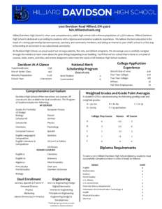 5100 Davidson Road Hilliard, OH[removed]hdv.hilliardschools.org Hilliard Davidson High School is a four-year comprehensive, public high school with a diverse population of 1,738 students. Hilliard Davidson High School is d