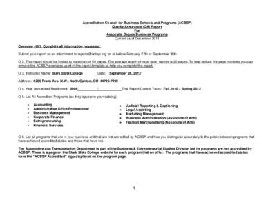 Management education / Stark State College of Technology / Academia / Council of Independent Colleges / Knowledge / North Central Association of Colleges and Schools / Education / Accreditation Council for Business Schools and Programs