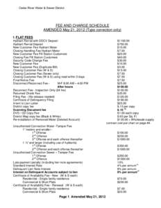 Cedar River Water and Sewer District, King County - Fee Schedule  2012