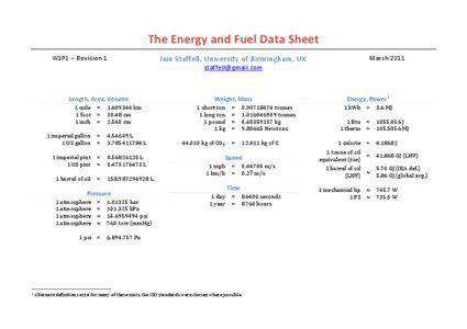 The Energy and Fuel Data Sheet W1P1 – Revision 1