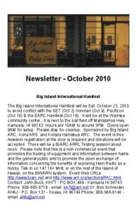 Newsletter - October 2010 Big Island International Hamfest The Big Island International Hamfest will be Sat. October 23, 2010