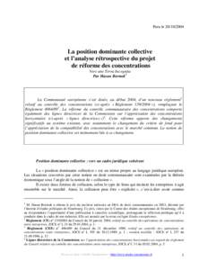 Paru le[removed]La position dominante collective et l’analyse rétrospective du projet de réforme des concentrations Vers une Terra Incognita