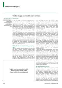 Millennium Project  Trade, drugs, and health-care services Lancet 2005; 365: 1198–200 Institut d’Etudes Politiques de Paris, 27, rue Saint-Guillaume,