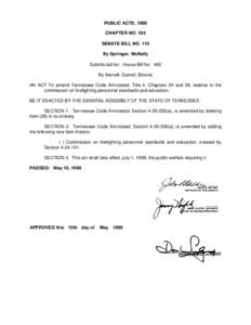 PUBLIC ACTS, 1999 CHAPTER NO. 184 SENATE BILL NO. 110 By Springer, McNally Substituted for: House Bill No. 400 By Kernell, Garrett, Brooks