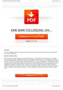 BOOKS ABOUT KAN QIAN COLLOQUIAL CHINESE  Cityhalllosangeles.com KAN QIAN COLLOQUIAL CHI...