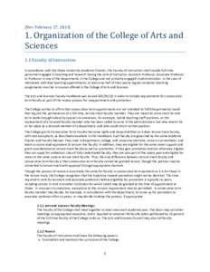 (Rev.	
  February	
  27,	
  2013)	
    1.	
  Organization	
  of	
  the	
  College	
  of	
  Arts	
  and	
   Sciences	
   1.1	
  Faculty	
  of	
  Instruction	
   In	
  accordance	
  with	
  the	
  Drak