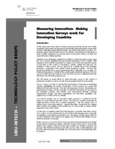 TECHNOLOGY POLICY BRIEFS VOLUME 4 ISSUE[removed]Measuring Innovation: Making Innovation Surveys work for Developing Countries