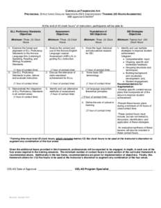 CURRICULAR FRAMEWORK FOR PROVISIONAL STRUCTURED ENGLISH IMMERSION (SEI) ENDORSEMENT TRAINING (45 HOURS/AUGMENTED) SBE approved[removed]At the end of 45 clock hours* of instruction, participants will be able to: ELL Pro