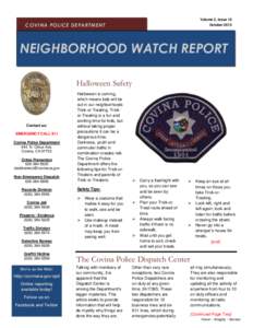 Volume 2, Issue 10 October 2013 COVINA POLICE DEPARTMENT  NEIGHBORHOOD WATCH REPORT