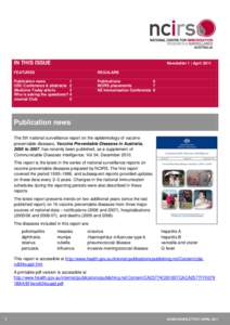 IN THIS ISSUE  Newsletter 1 | April 2011 FEATURES