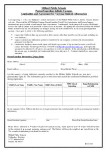 Parent Portal Application and Agreement  template for website