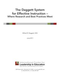 The Daggett System for Effective Instruction – Where Research and Best Practices Meet  Willard R. Daggett, CEO