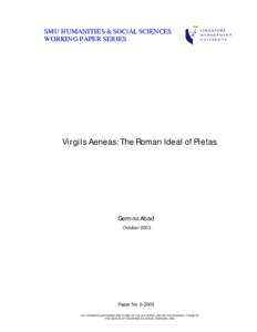 VIRGIL’S AENEAS: THE ROMAN IDEAL OF PIETAS