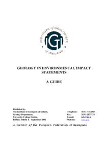 Geotechnical engineering / Geology / Environmental law / Environmental science / Environmental impact assessment / Environmental impact statement / Geologist / Engineering geologist / Groundwater / Environment / Impact assessment / Earth