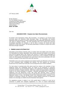 13th February[removed]Mr Iain Anderson The First Assistant Secretary Territories and Native Title Division Attorney-General’s Department