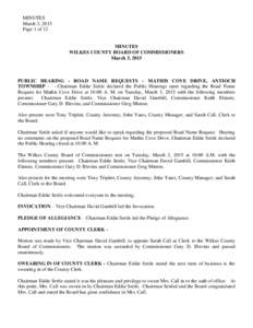 MINUTES March 3, 2015 Page 1 of 12 MINUTES WILKES COUNTY BOARD OF COMMISSIONERS