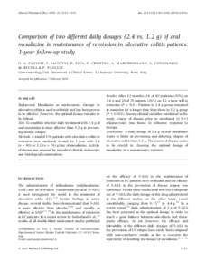 Aliment Pharmacol Ther 2005; 21: 1111–doi: j02458.x Comparison of two different daily dosages (2.4 vs. 1.2 g) of oral mesalazine in maintenance of remission in ulcerative colitis patients