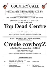 COUNTRY CALL VOL 20.5 NEWSLETTER OF  October 2009 – November 2009