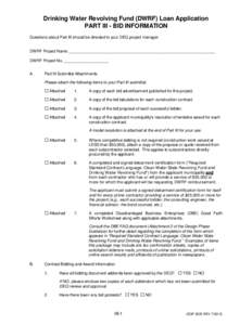 Drinking Water Revolving Fund (DWRF) Loan Application PART III - BID INFORMATION Questions about Part III should be directed to your DEQ project manager. DWRF Project Name ________________________________________________