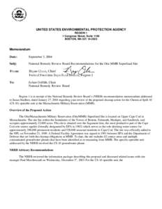 Regional Response to National Remedy Review Board Recommendations for the Otis MMR Superfund Site