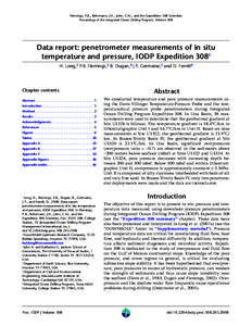 Flemings, P.B., Behrmann, J.H., John, C.M., and the Expedition 308 Scientists Proceedings of the Integrated Ocean Drilling Program, Volume 308 Data report: penetrometer measurements of in situ temperature and pressure, I