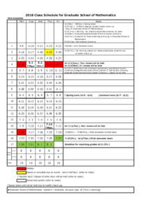 First Semester MonClass Schedule for Graduate School of Mathematics Tues.