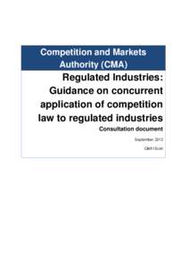 Regulated Industries: Guidance on concurrent application of competition law to regulated industries