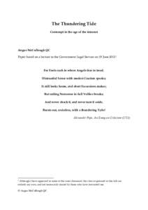 The Thundering Tide Contempt in the age of the internet Angus McCullough QC Paper based on a lecture to the Government Legal Service on 19 June 20121