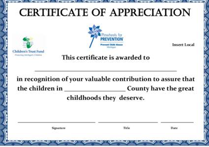 Certification of Appreciation