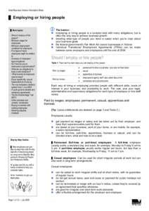 Employment / Management / Australian Fair Pay and Conditions Standard / Fair Work Australia / Australian workplace agreement / Casual employment / WorkChoices / Workplace Authority / Enterprise Bargaining Agreement / Australian labour law / Employment compensation / Human resource management