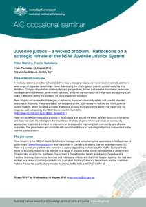 Juvenile justice – a wicked problem. Reflections on a strategic review of the NSW Juvenile Justice System