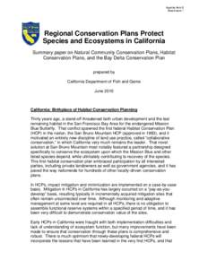 Conservation / Environment of California / Habitat conservation / Habitats / Conservation biology / Multiple Species Conservation Program / Endangered Species Act / Adaptive management / Habitat Conservation Plan / Environment / Ecology / Biology